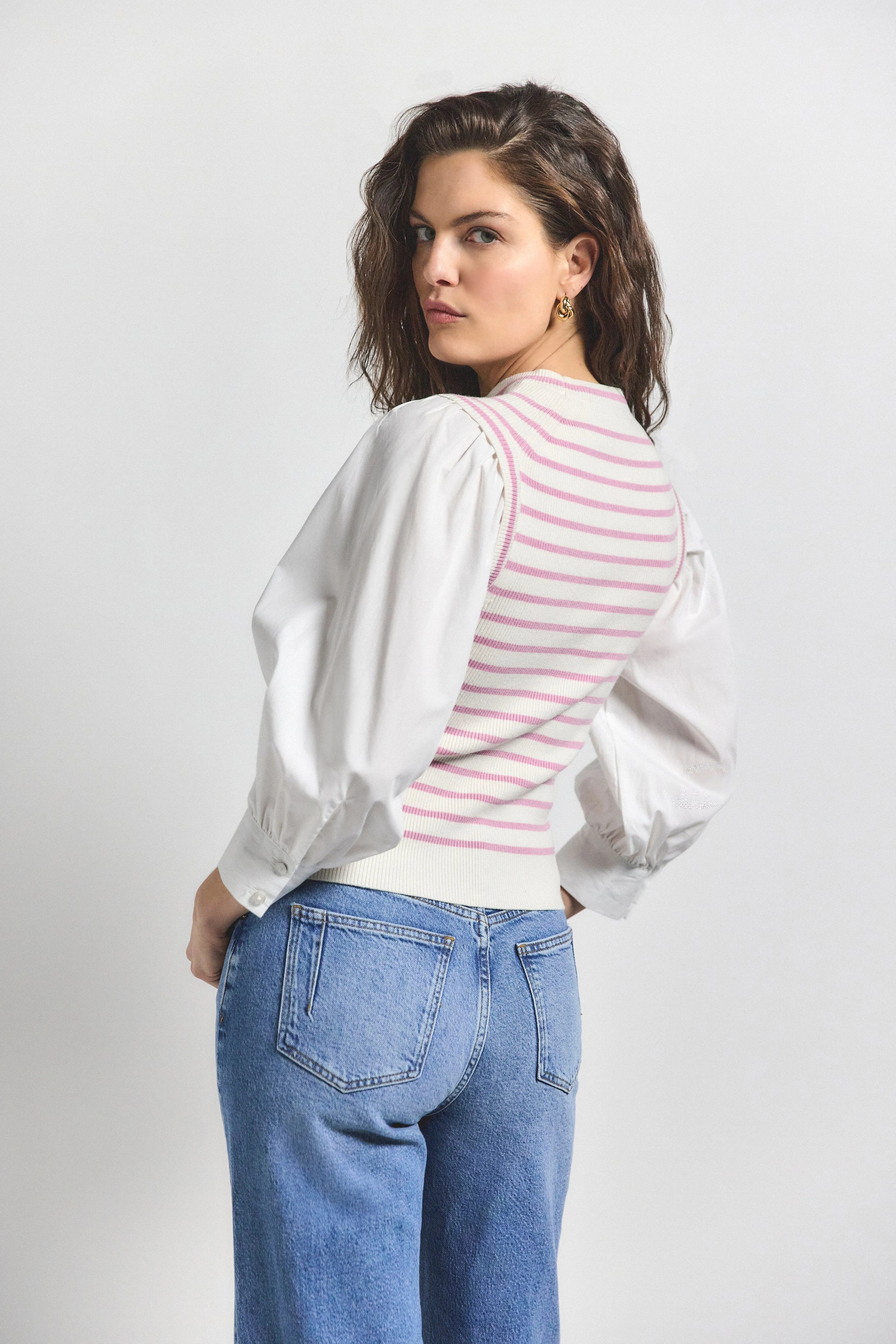 Tirza Mixed Media Top - Venetian Pink Multi sold by Derek Lam product image thumbnail 2