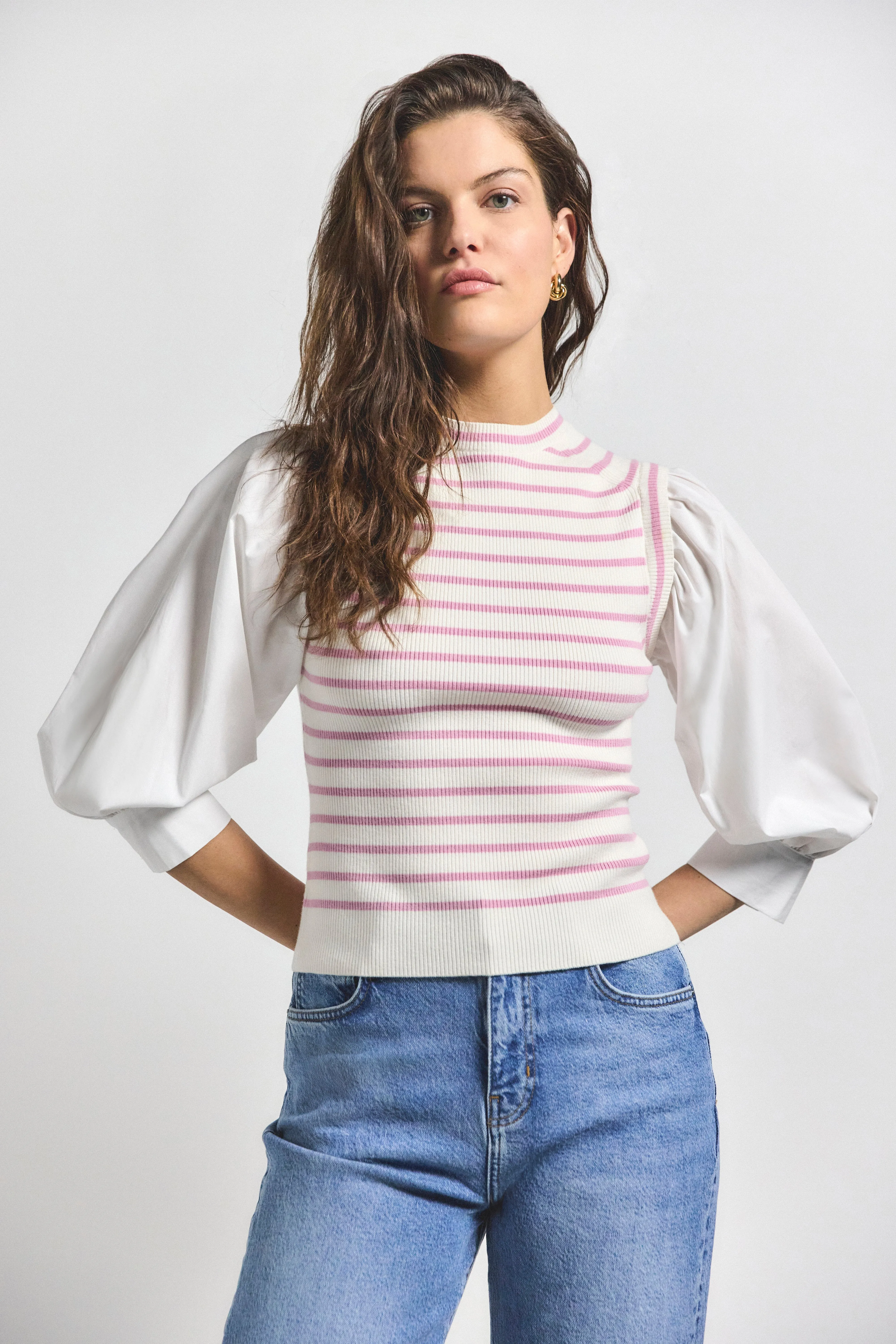 Tirza Mixed Media Top - Venetian Pink Multi sold by Derek Lam