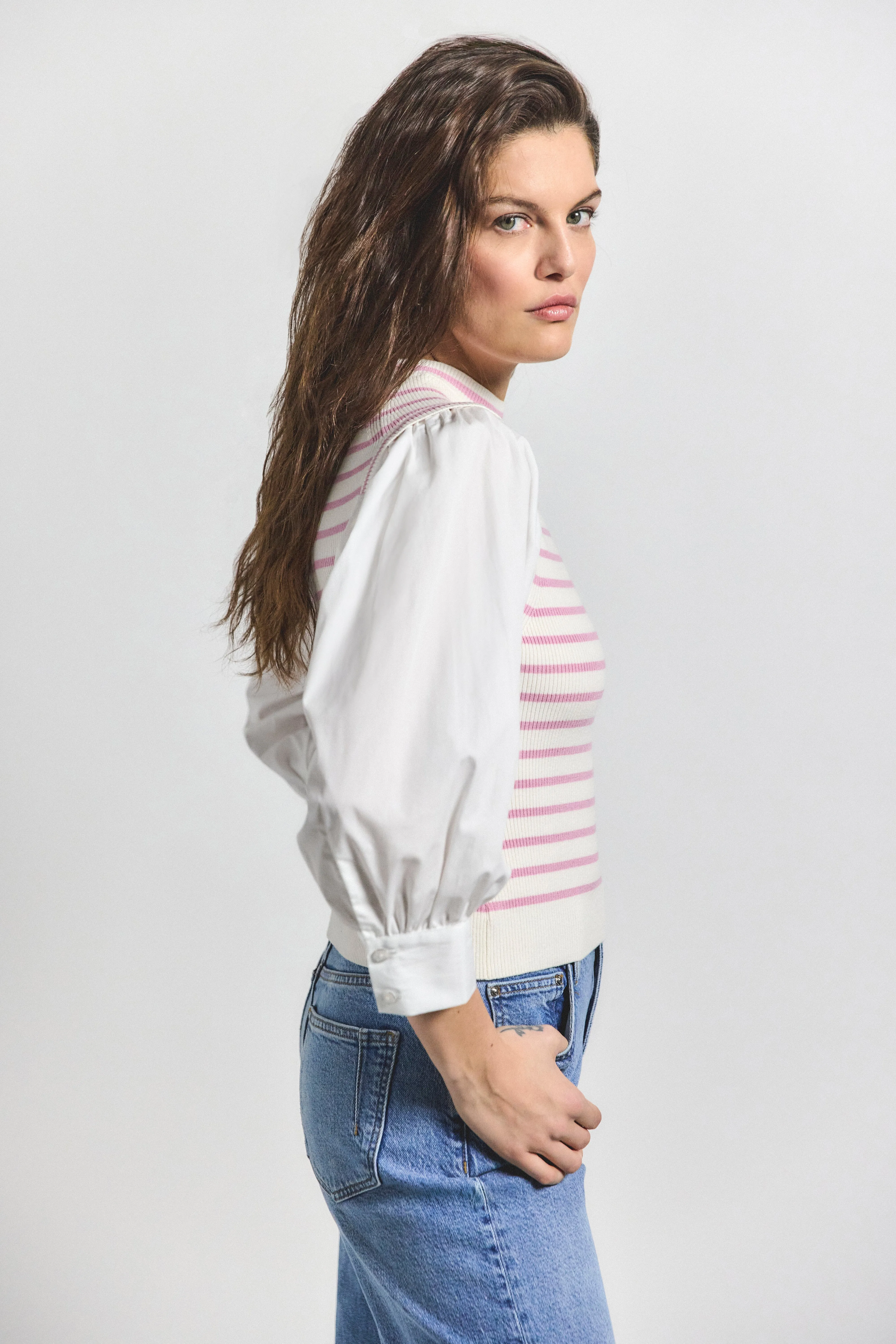 Tirza Mixed Media Top - Venetian Pink Multi sold by Derek Lam product image thumbnail 3