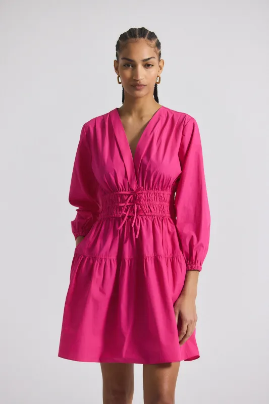 Emma V-Neck Dress - Magenta sold by Derek Lam