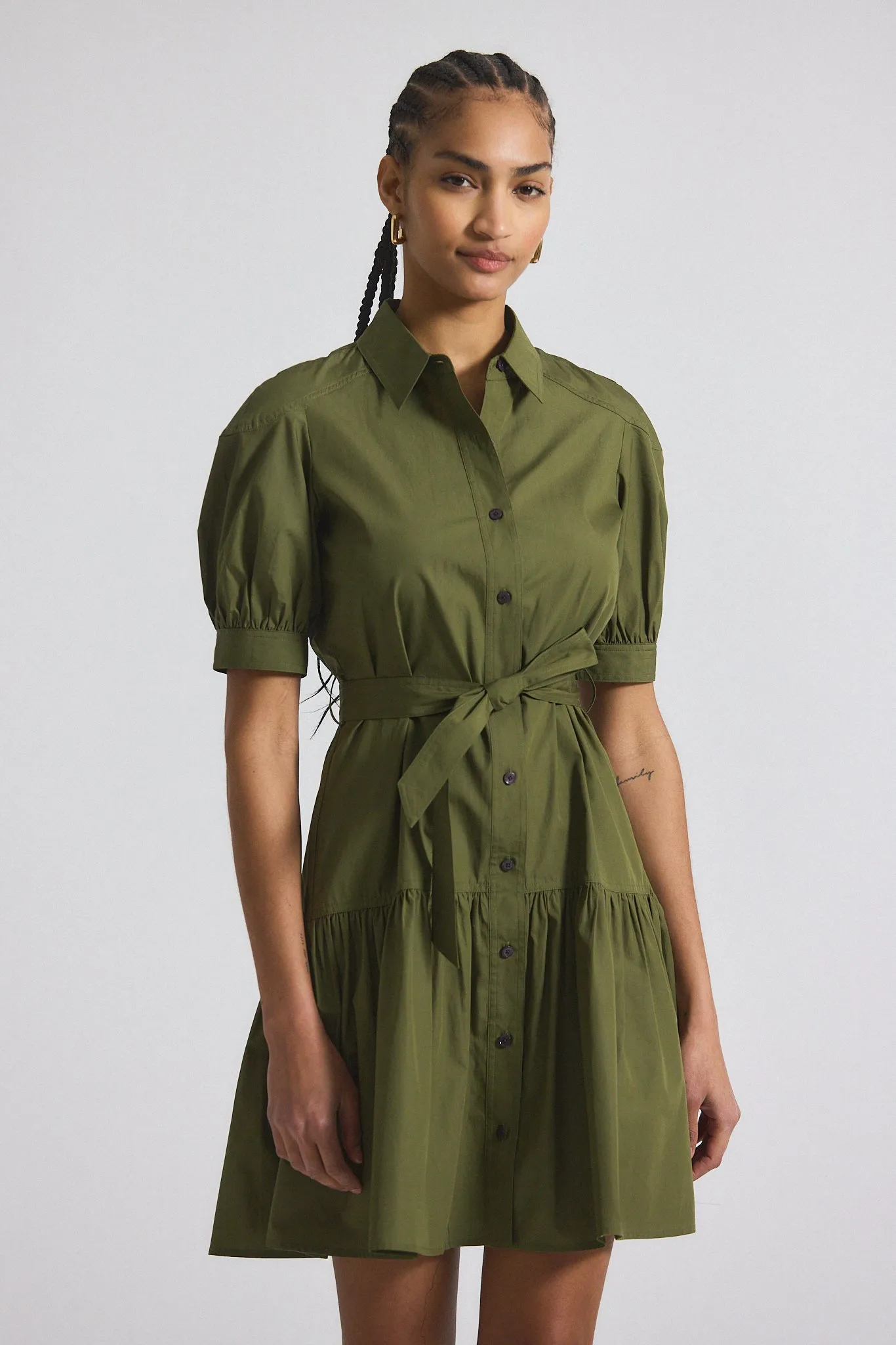 Luma A-Line Shirt Dress - Hunter sold by Derek Lam
