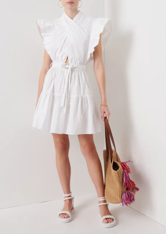 Finn Ruffle Wrap Dress - White sold by Derek Lam