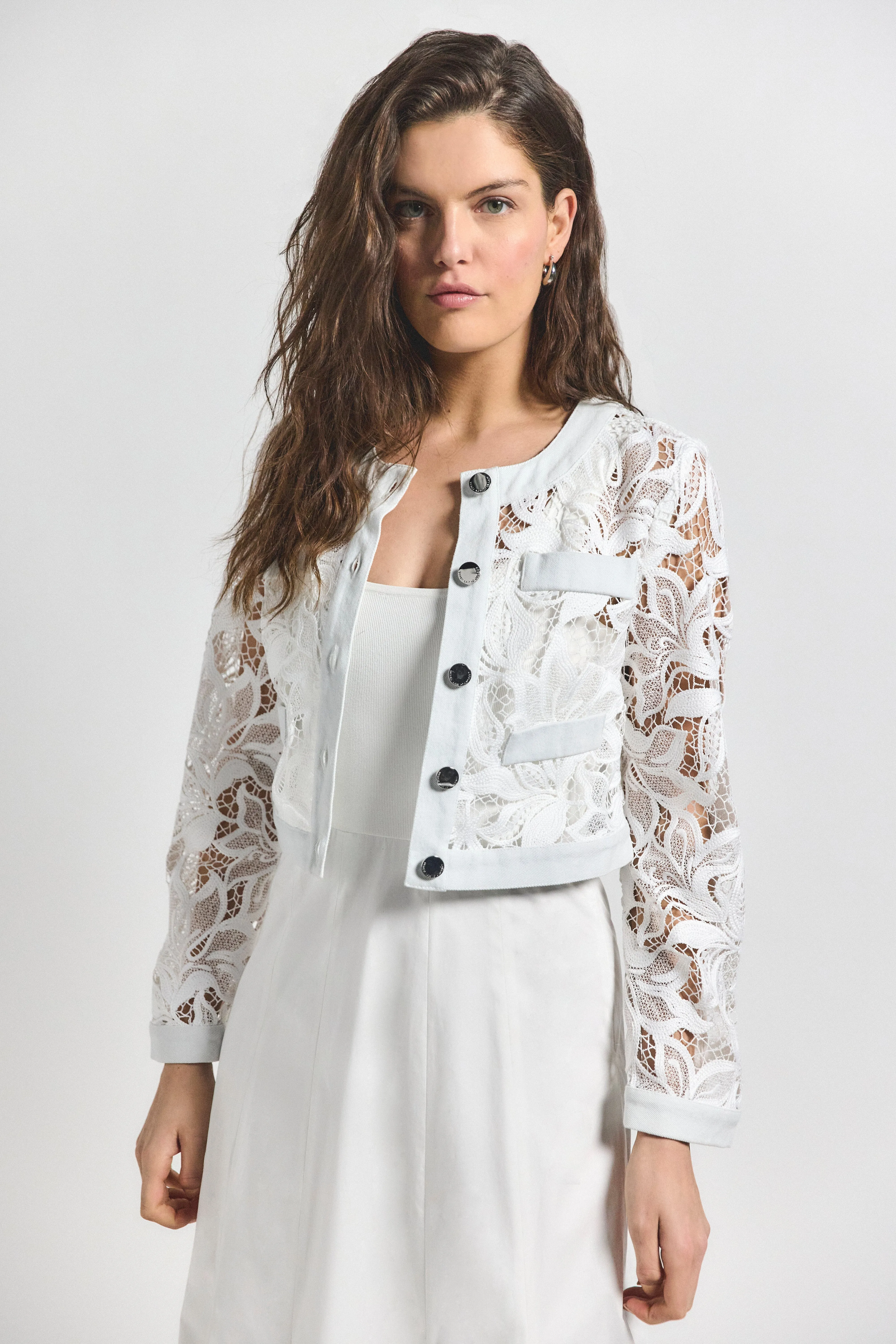 Ashley Rigid Lace Jacket - Ice sold by Derek Lam
