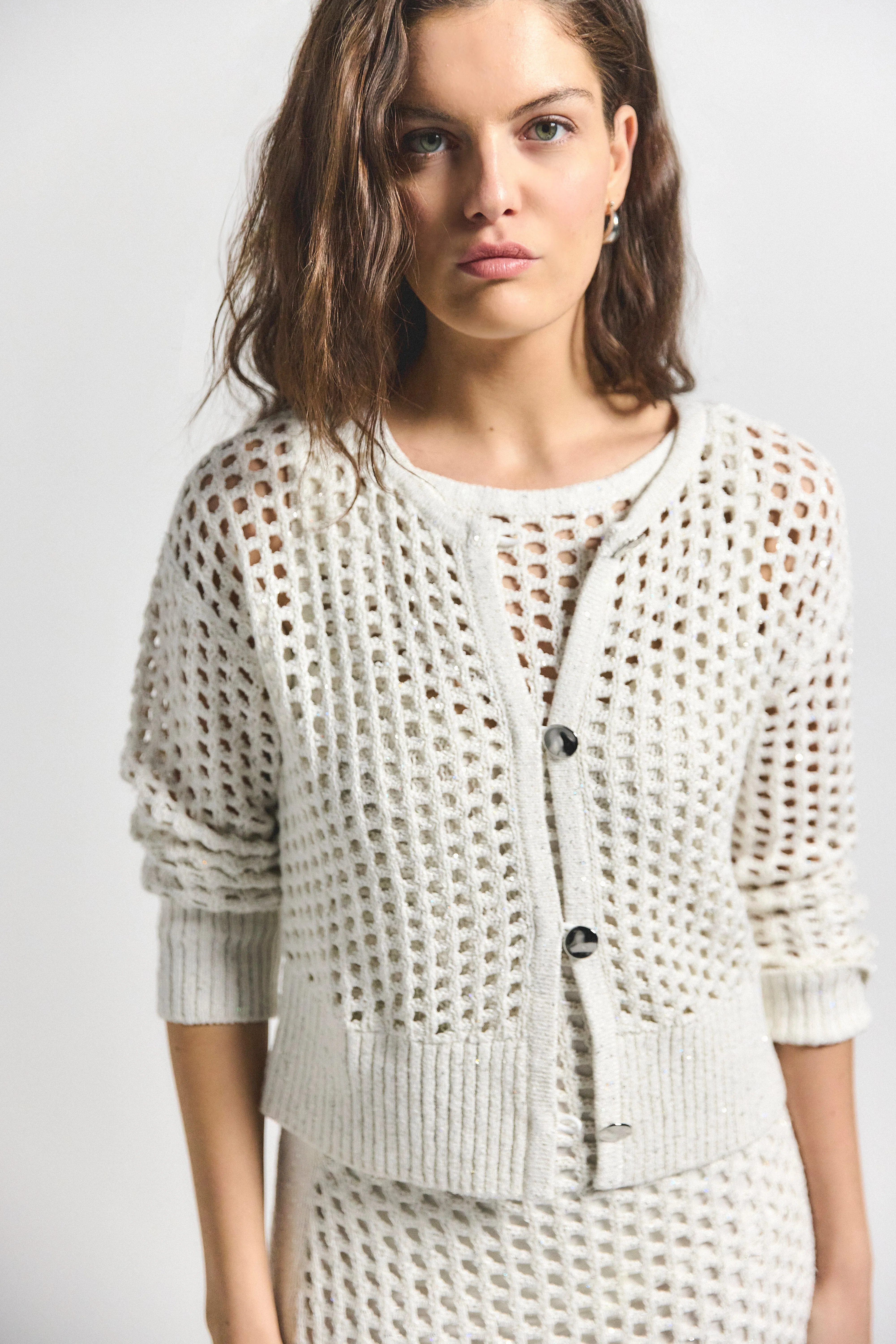 Syvie Crochet Sequin Cardigan - White sold by Derek Lam product image thumbnail 3