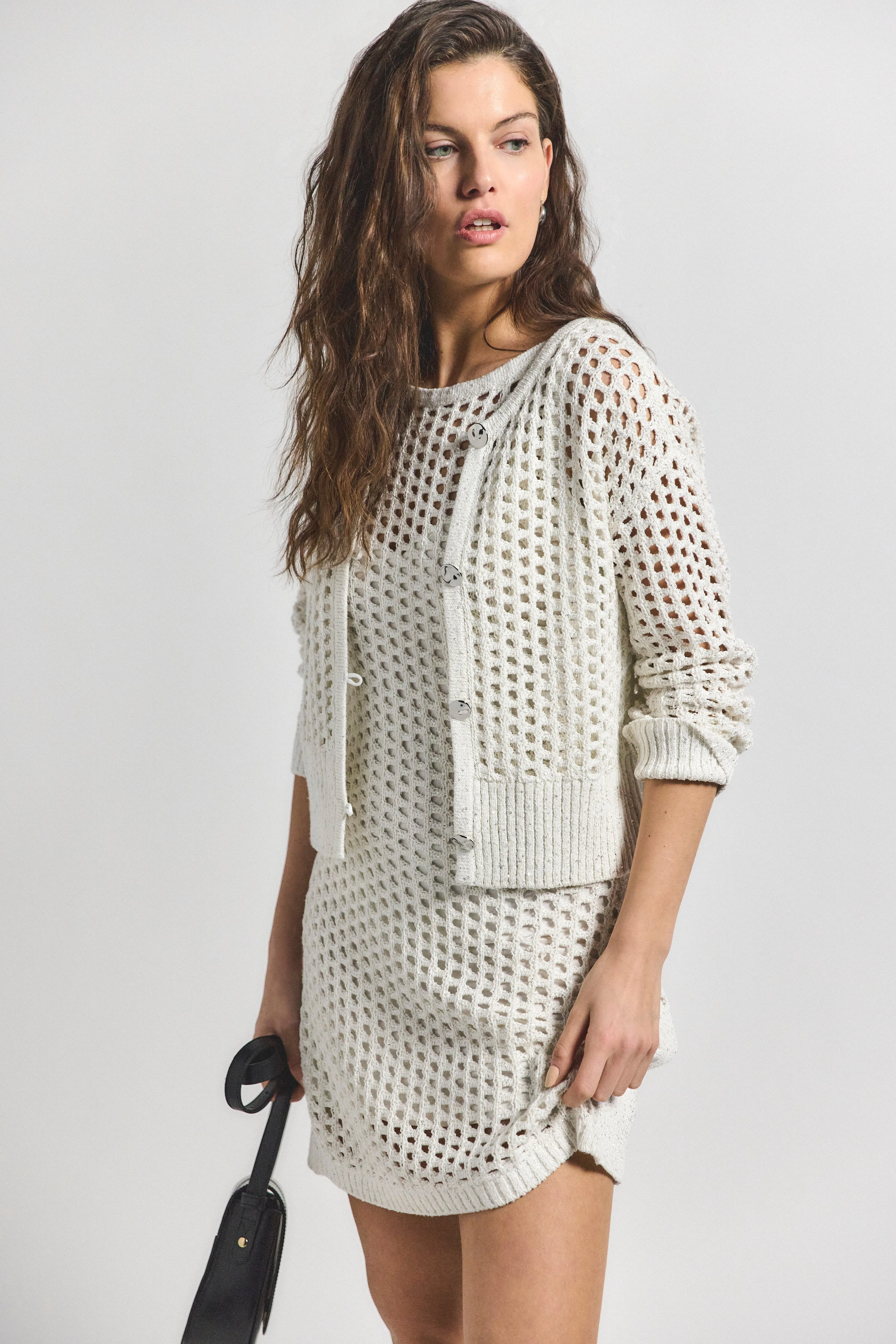 Syvie Crochet Sequin Cardigan - White sold by Derek Lam