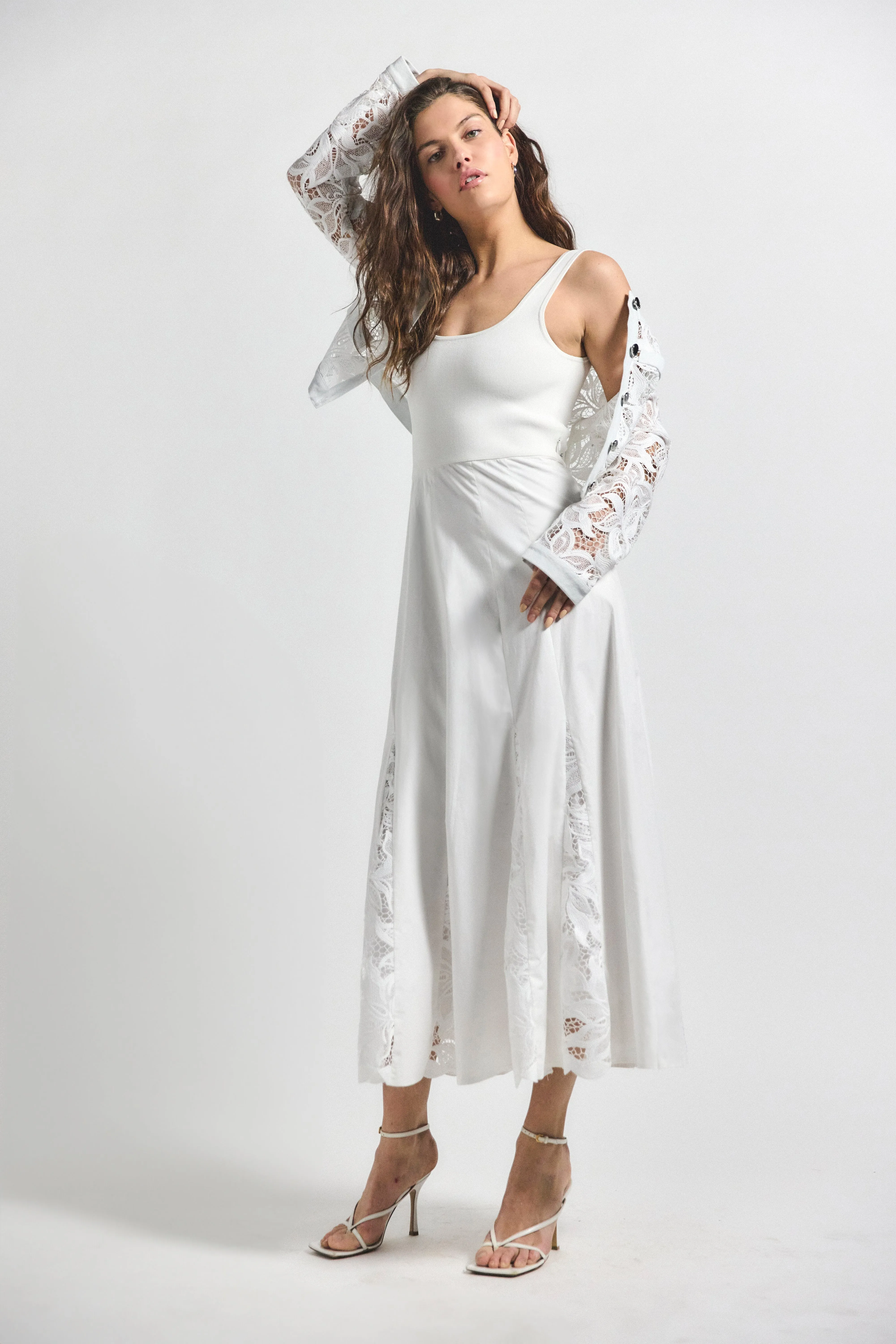 Maeleyse Mixed Media Lace Dress - Soft White sold by Derek Lam product image thumbnail 2