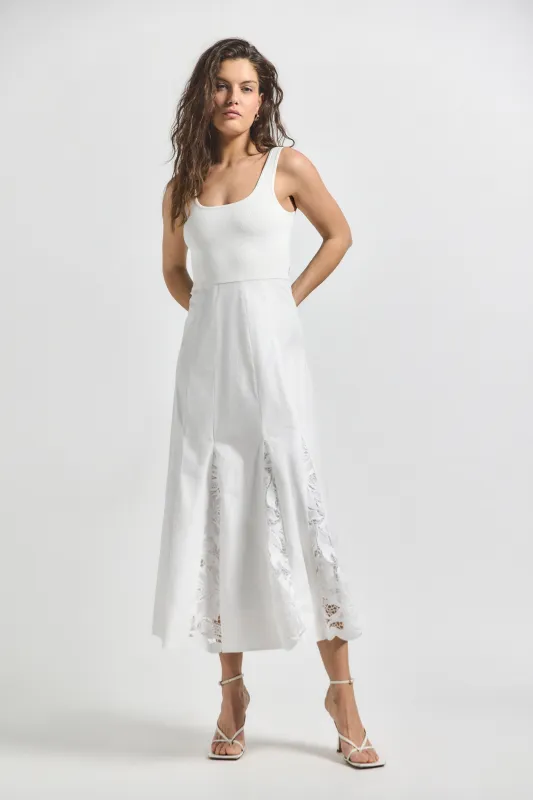 Maeleyse Mixed Media Lace Dress - Soft White sold by Derek Lam