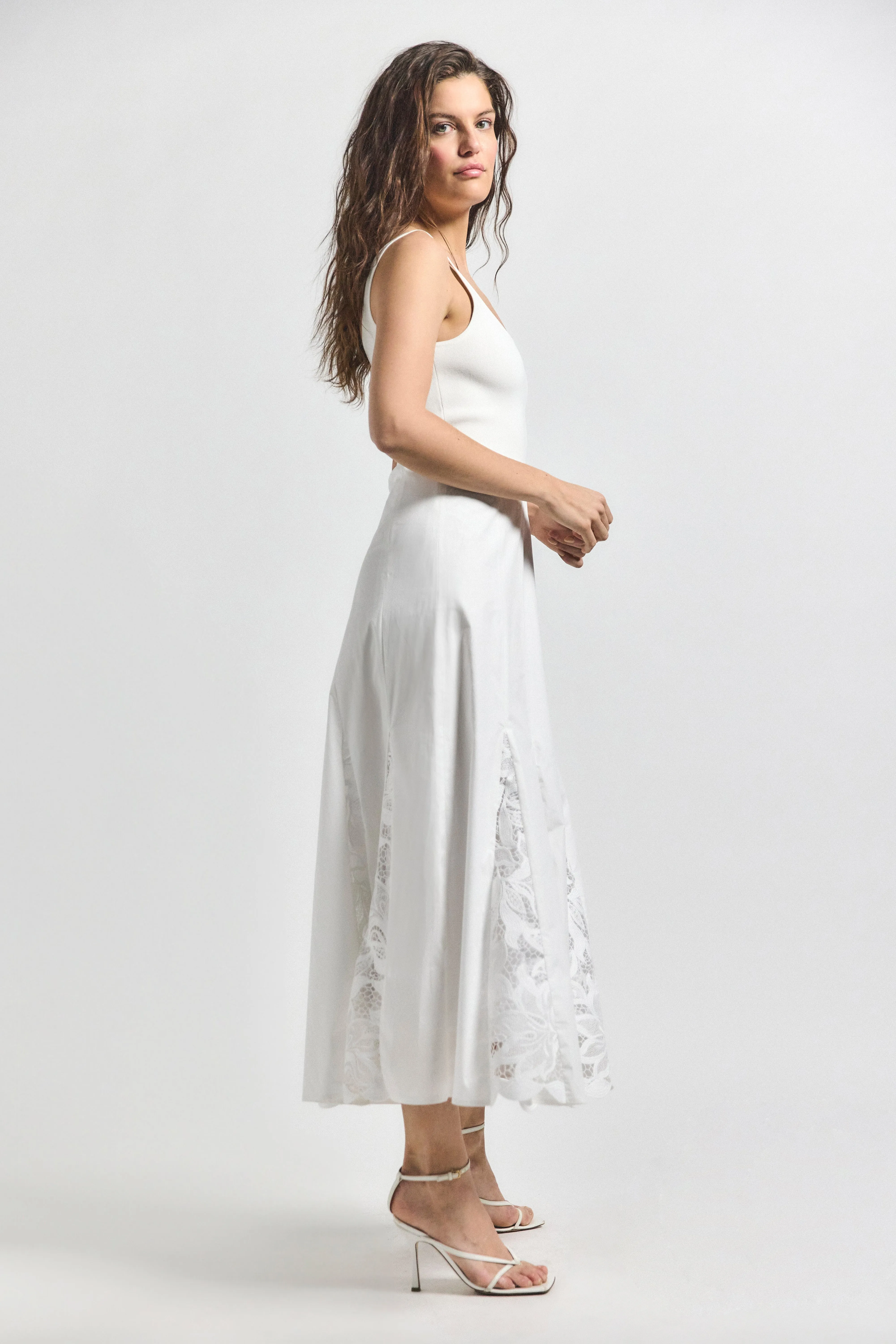 Maeleyse Mixed Media Lace Dress - Soft White sold by Derek Lam product image thumbnail 3