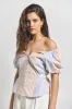 Davina Off The Shoulder Belted Top - Horizon Multi sold by Derek Lam