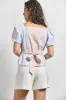 Davina Off The Shoulder Belted Top - Horizon Multi sold by Derek Lam