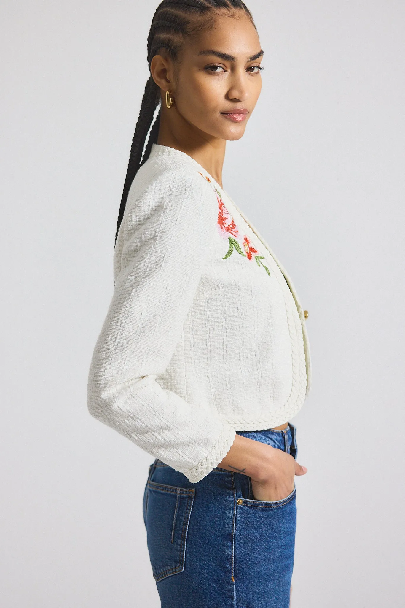 Bayle Embroidered Tweed Jacket - Blanc de Blanc sold by Derek Lam product image thumbnail 3