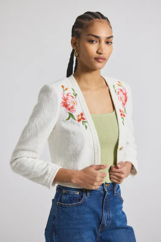 Bayle Embroidered Tweed Jacket - Blanc de Blanc sold by Derek Lam