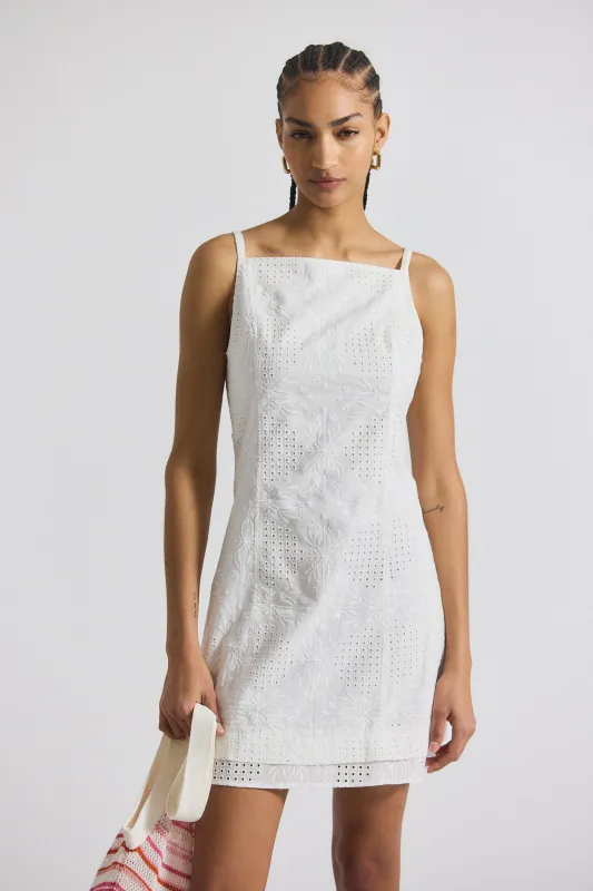 Saige Garden Tile Eyelet Mini Dress - White sold by Derek Lam