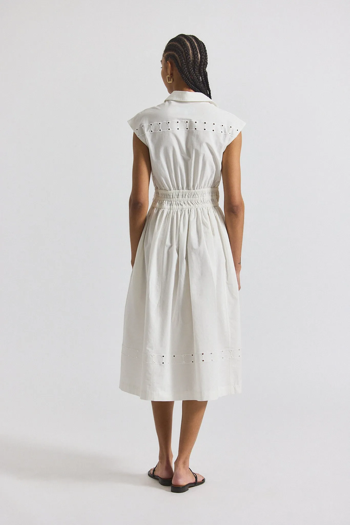 Nikita Poplin Embroidered Eyelet Cinch Waist Shirtdress - White sold by Derek Lam product image thumbnail 5