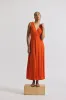 Misha Matte Jersey Ruched Dress - Tangerine sold by Derek Lam