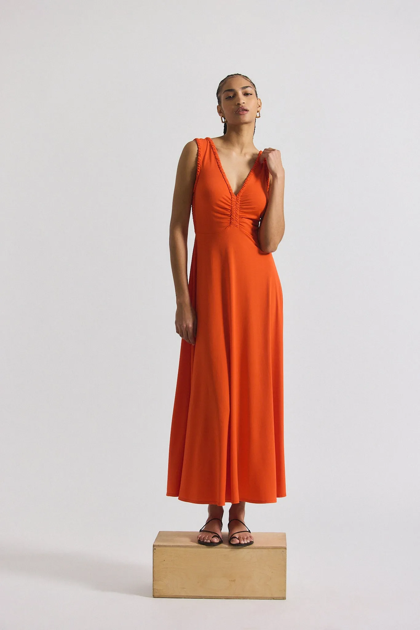 Misha Matte Jersey Ruched Dress - Tangerine sold by Derek Lam product image thumbnail 5