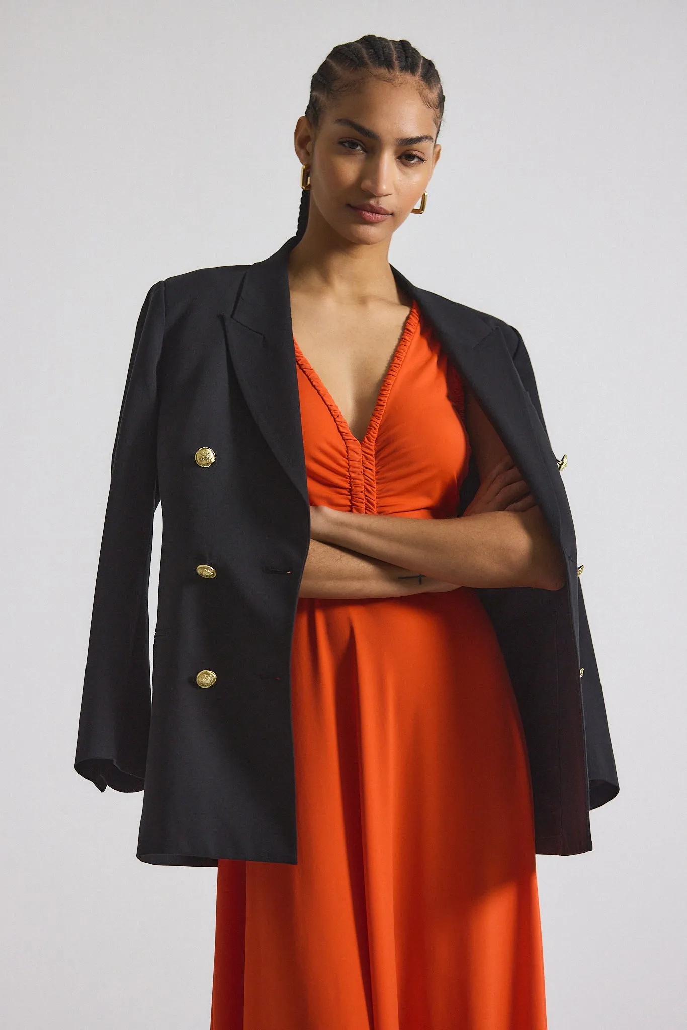 Misha Matte Jersey Ruched Dress - Tangerine sold by Derek Lam product image thumbnail 3