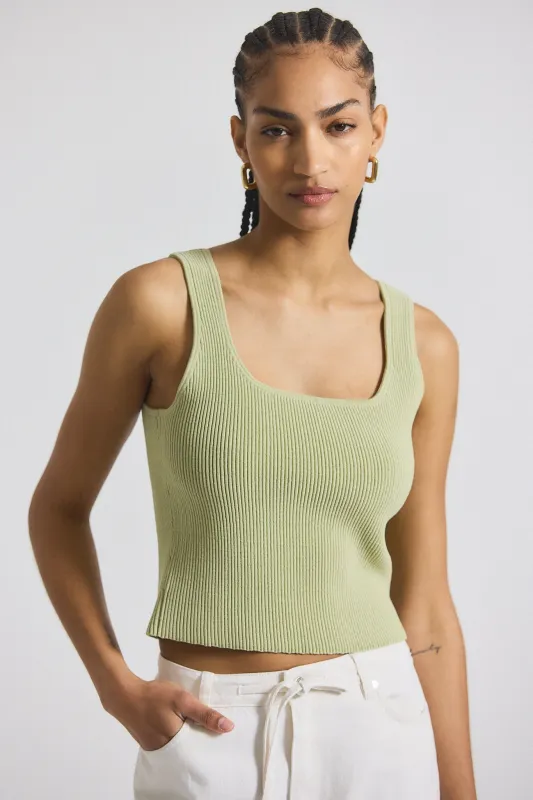 Sain Rib Knit Sweater Tank - Soft Sage sold by Derek Lam