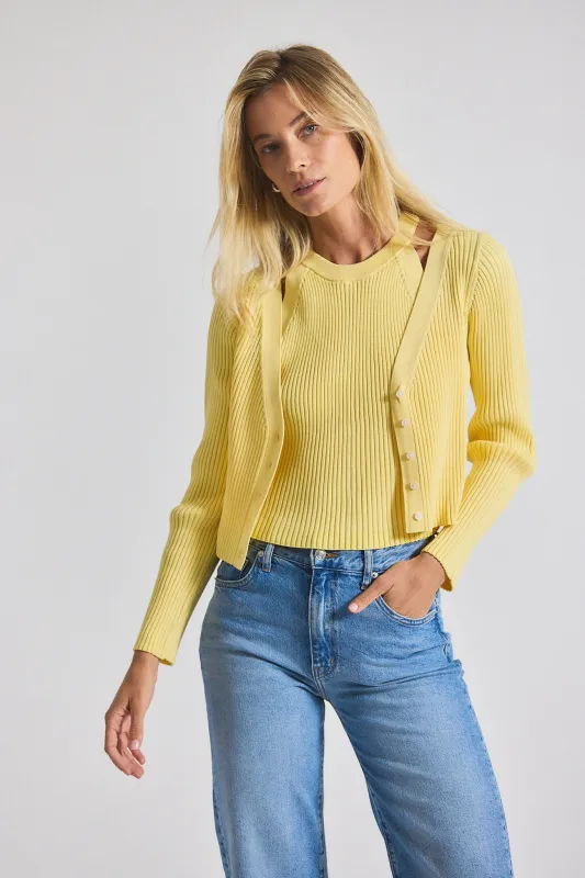 Lonnie Knit Layered Cardigan - Buttercup sold by Derek Lam
