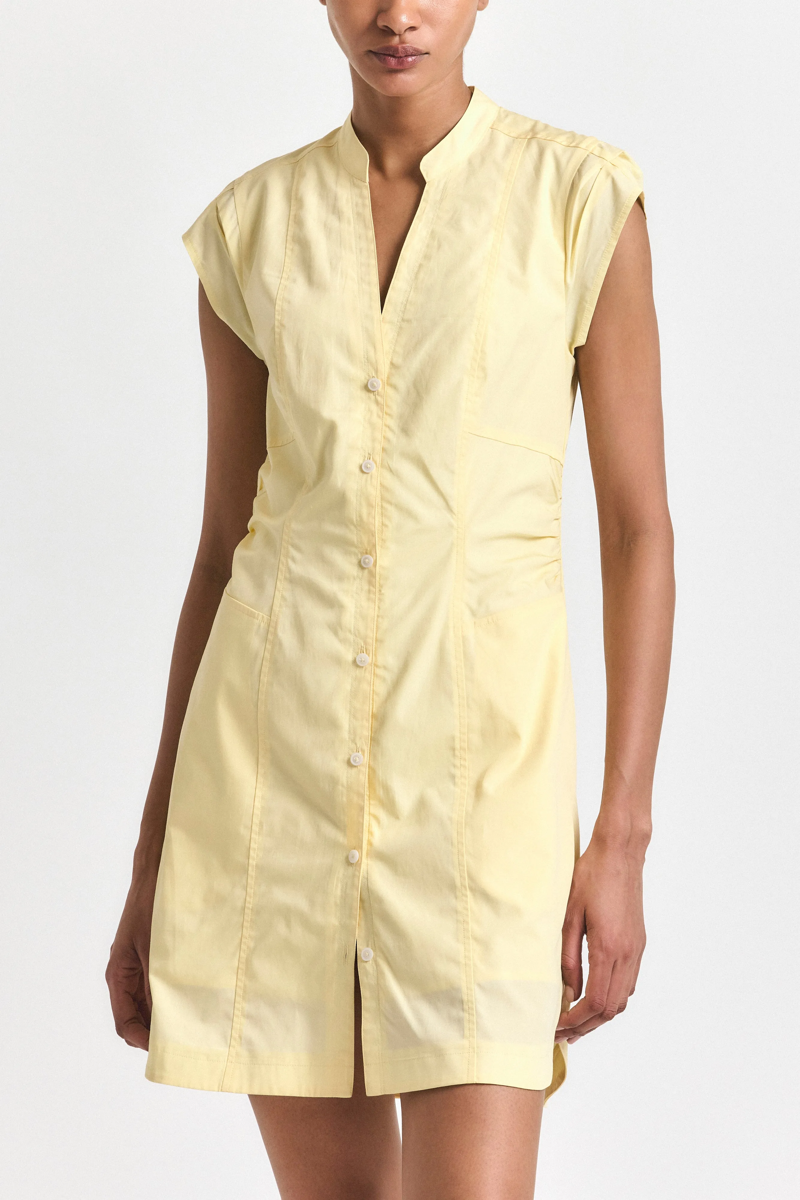 Elyse Cotton Poplin Button Front Dress - Buttercup sold by Derek Lam