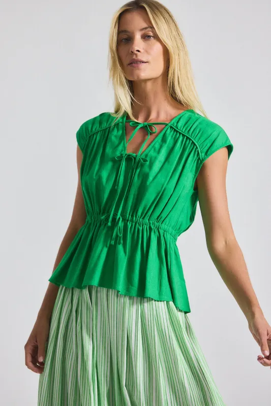 Caroline Tie Front Top - Kelly Green made by Derek Lam