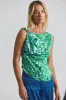 Ariel Tile Print Asymmetric Top With Embellishment - Kelly Green Multi sold by Derek Lam