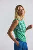 Ariel Tile Print Asymmetric Top With Embellishment - Kelly Green Multi sold by Derek Lam