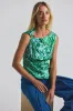 Ariel Tile Print Asymmetric Top With Embellishment - Kelly Green Multi sold by Derek Lam