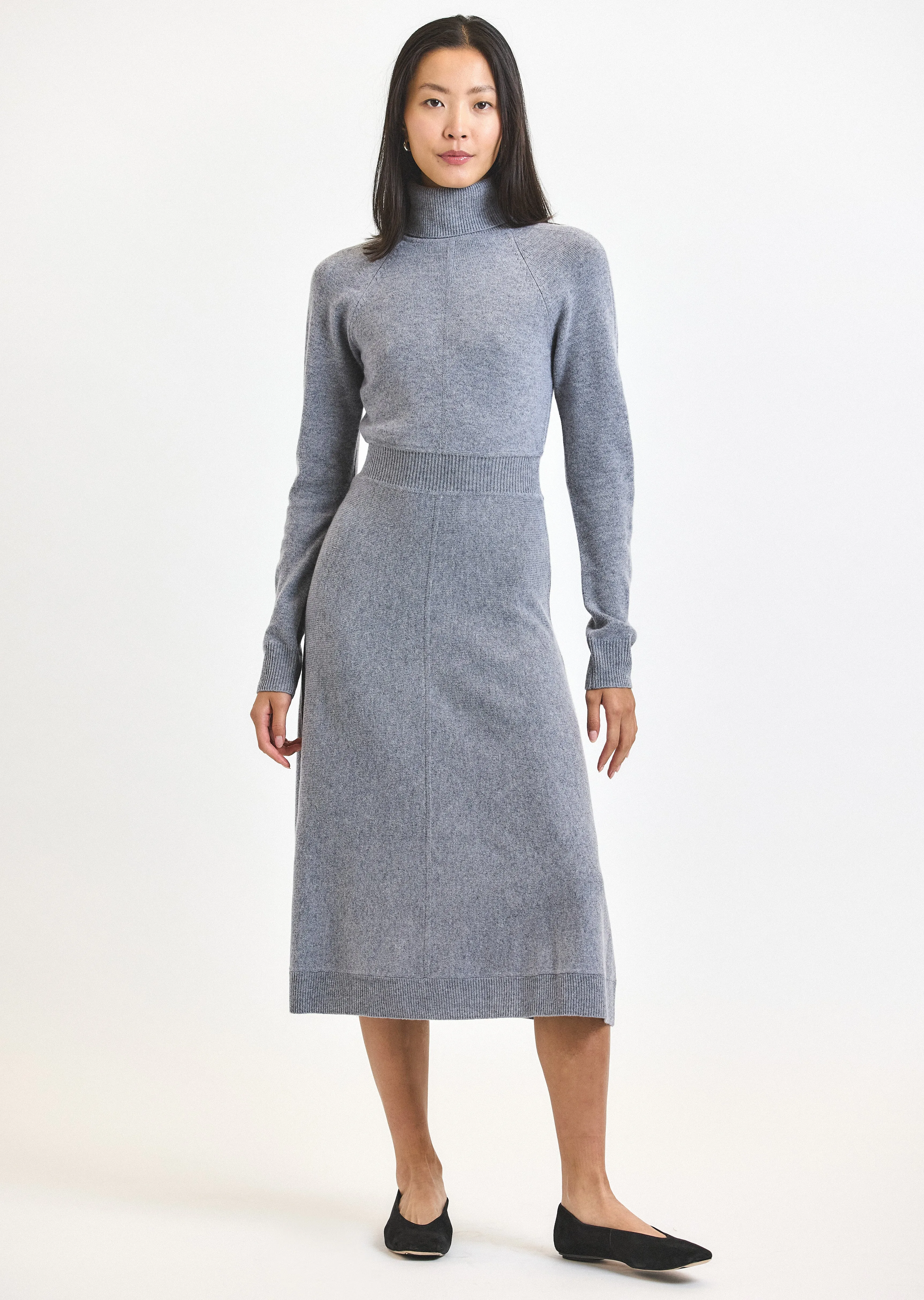 Bethany Long Sleeve Turtleneck Dress - Grey Melange sold by Derek Lam
