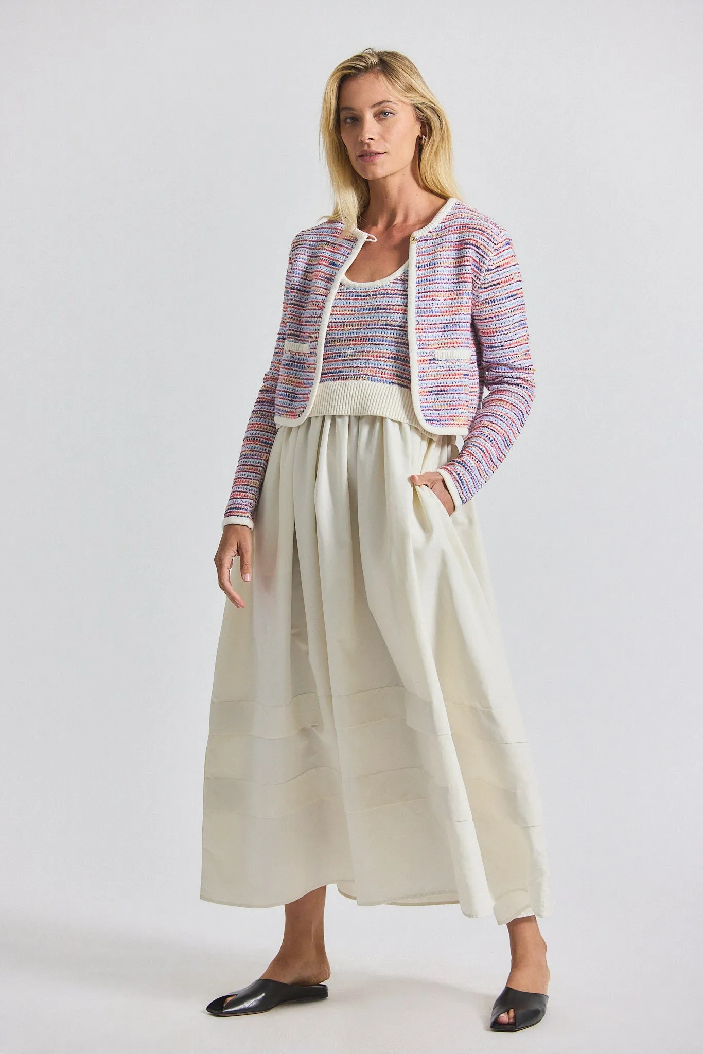 Loewel Space Dyed Knit Mixed Media Dress - Raspberry Multi sold by Derek Lam product image thumbnail 4
