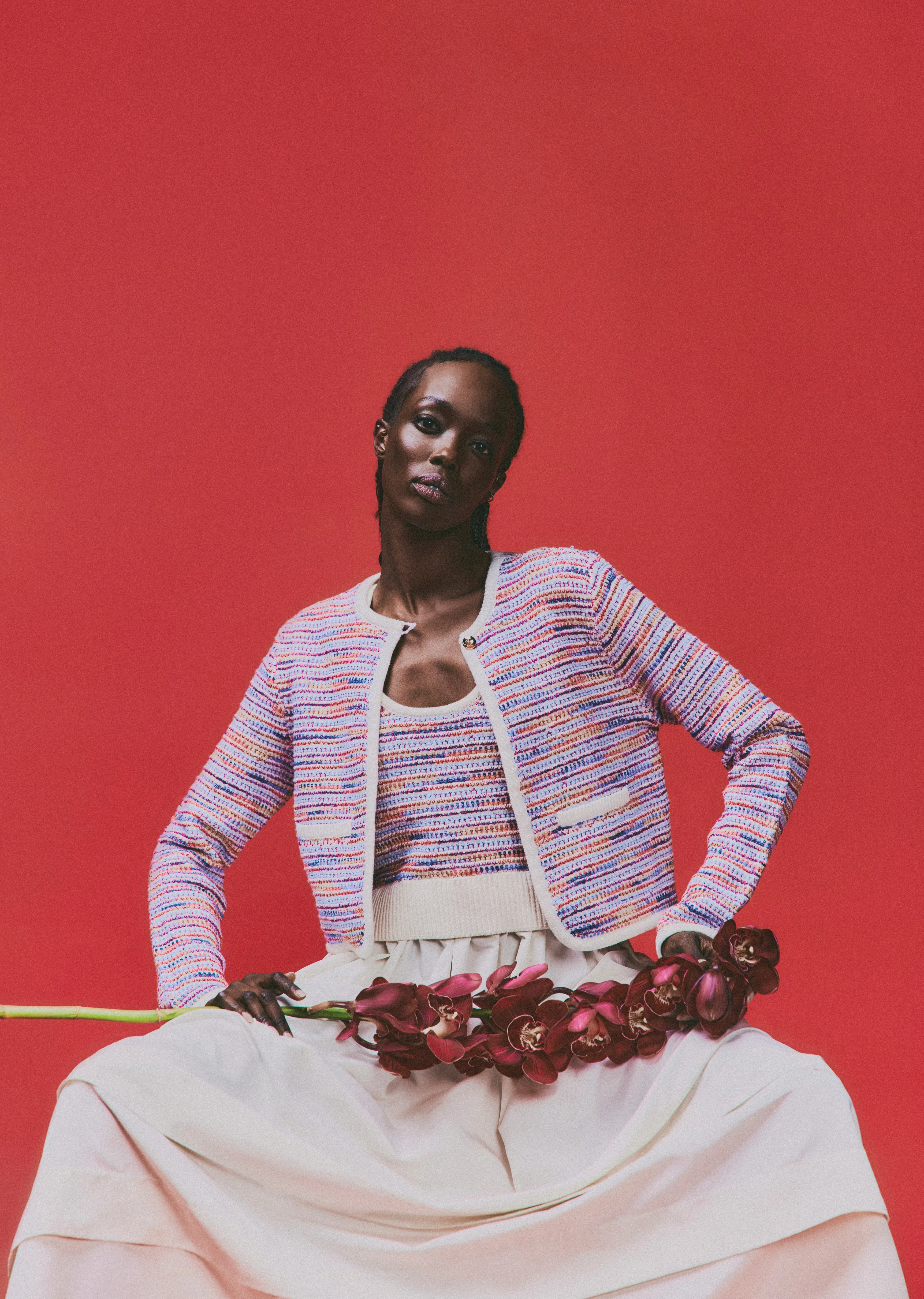 Loewel Space Dyed Knit Mixed Media Dress - Raspberry Multi sold by Derek Lam product image thumbnail 2