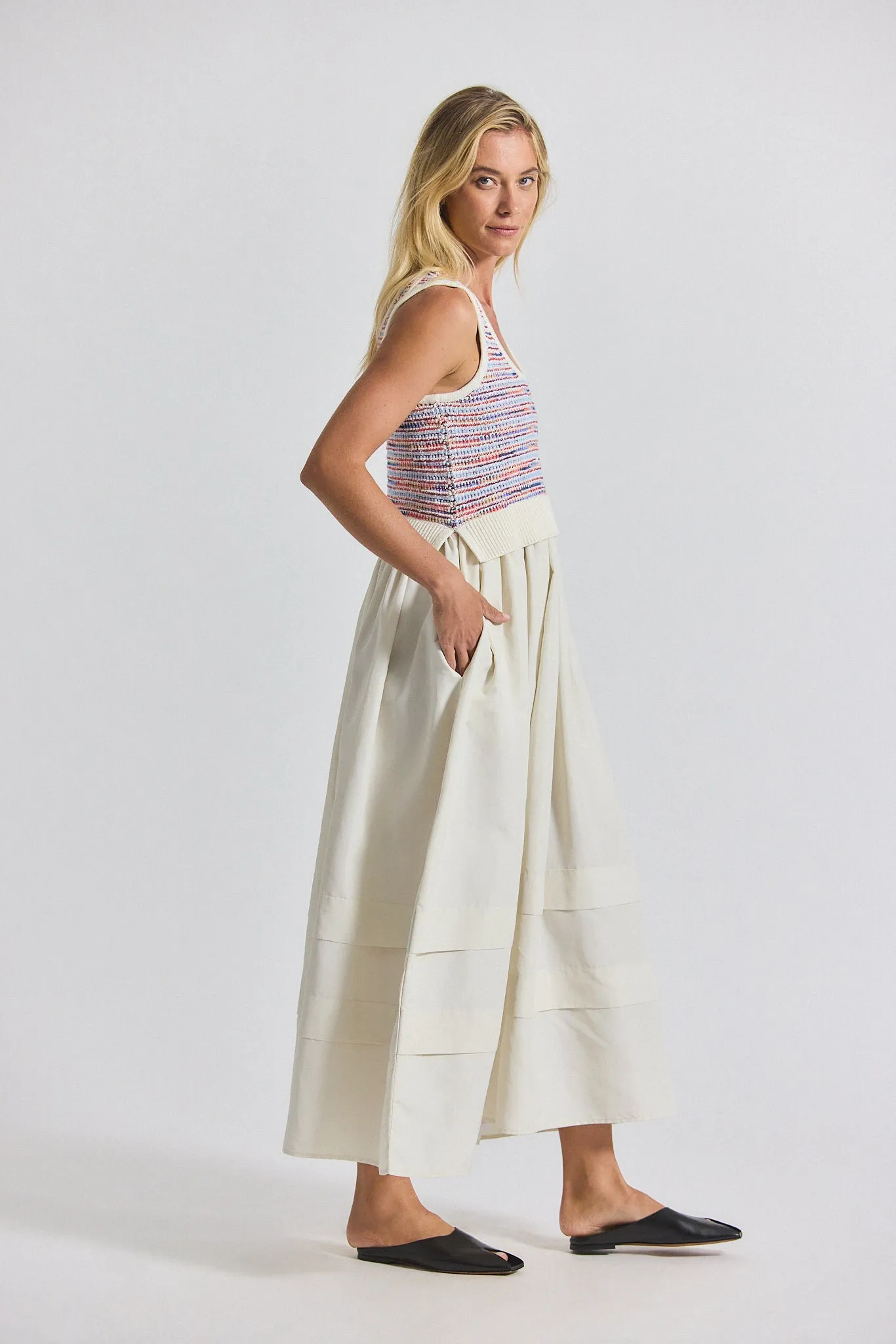 Loewel Space Dyed Knit Mixed Media Dress - Raspberry Multi sold by Derek Lam product image thumbnail 5