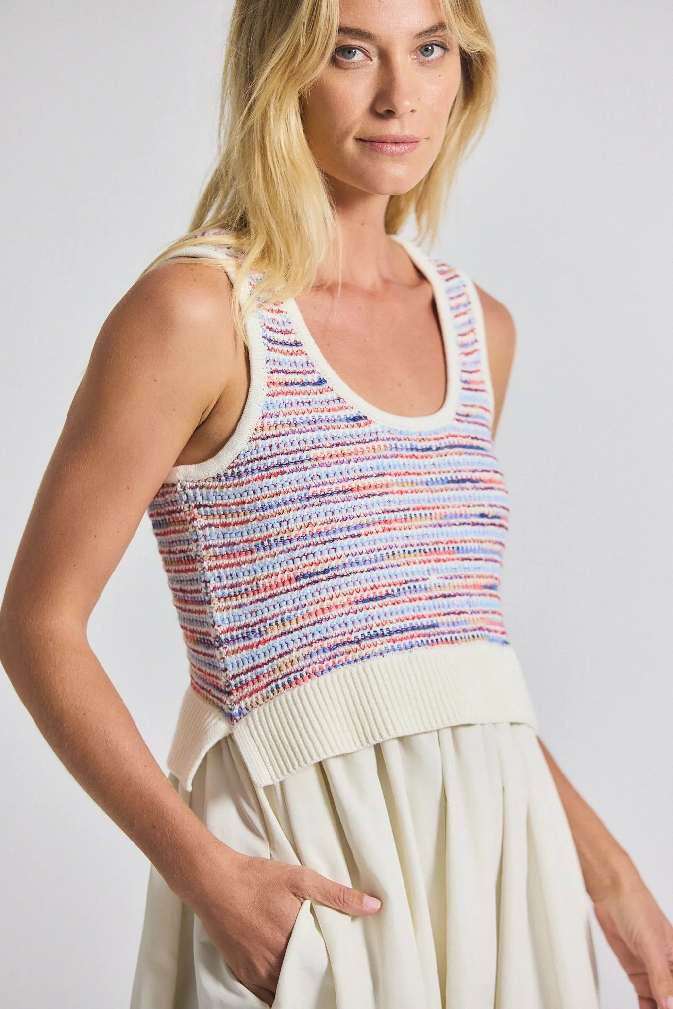 Loewel Space Dyed Knit Mixed Media Dress - Raspberry Multi sold by Derek Lam product image thumbnail 3