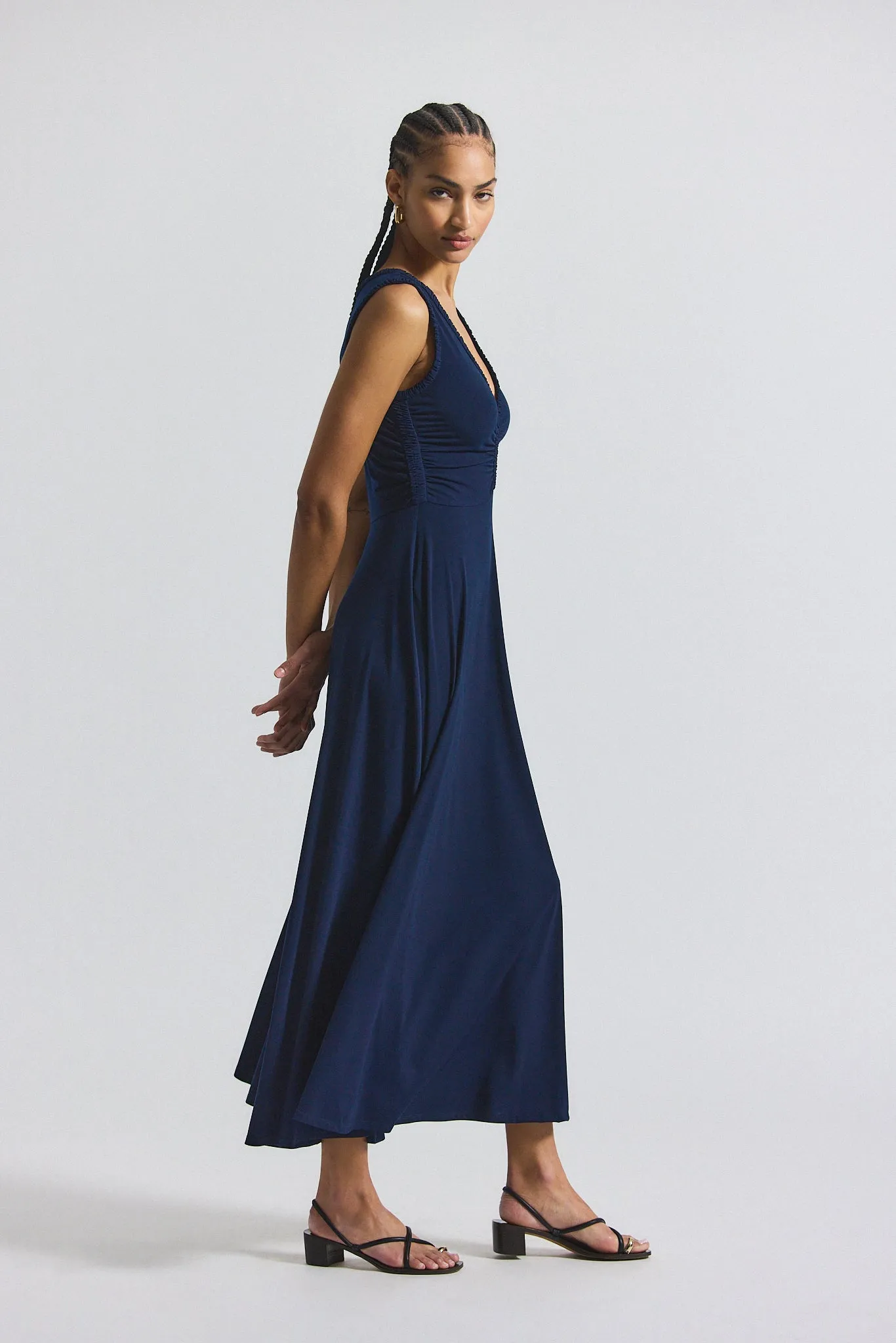 Misha Matte Jersey Ruched Dress - Navy sold by Derek Lam product image thumbnail 3