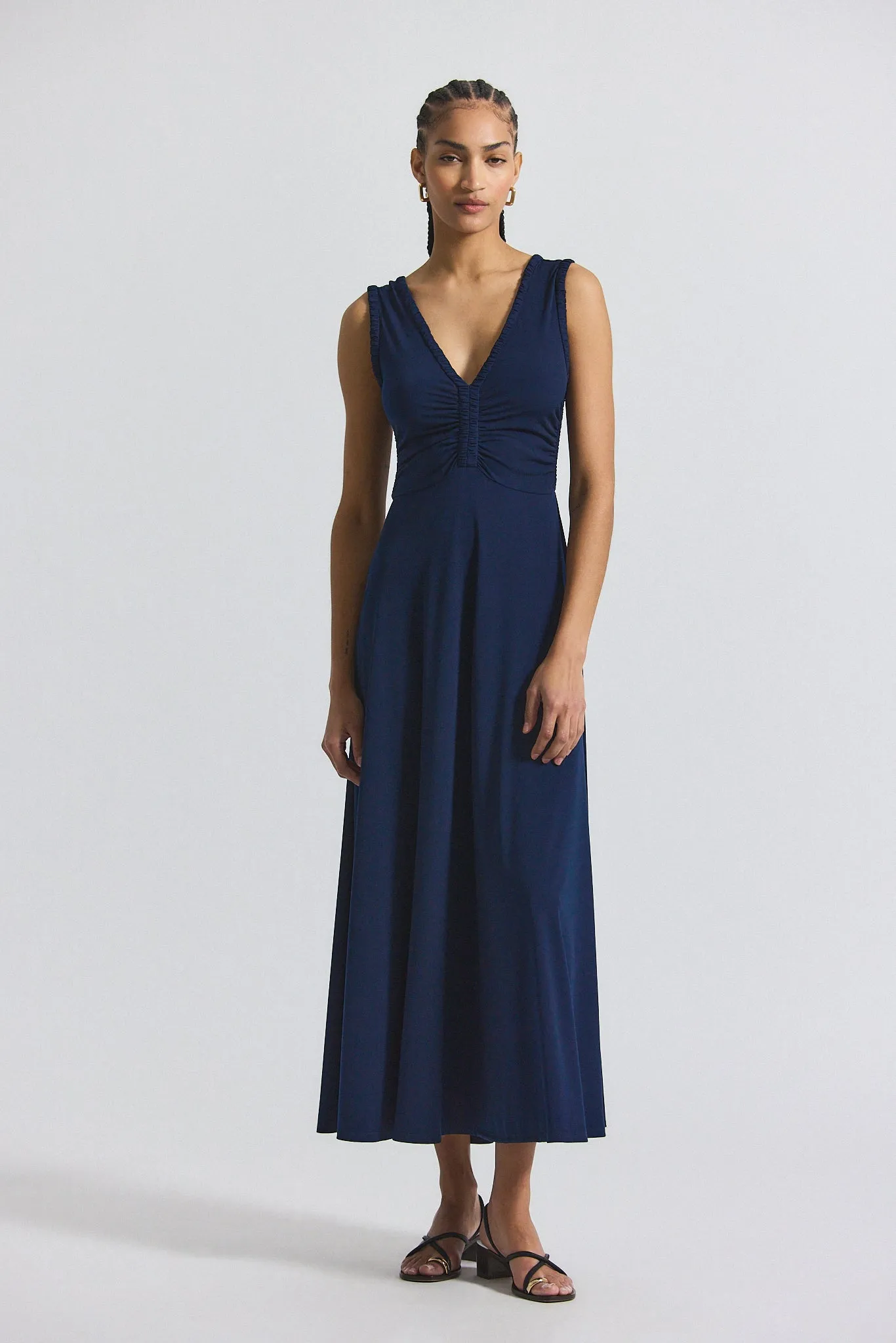 Misha Matte Jersey Ruched Dress - Navy sold by Derek Lam