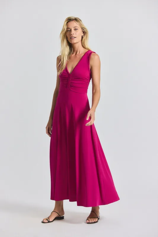 Misha Matte Jersey Ruched Dress - Raspberry sold by Derek Lam