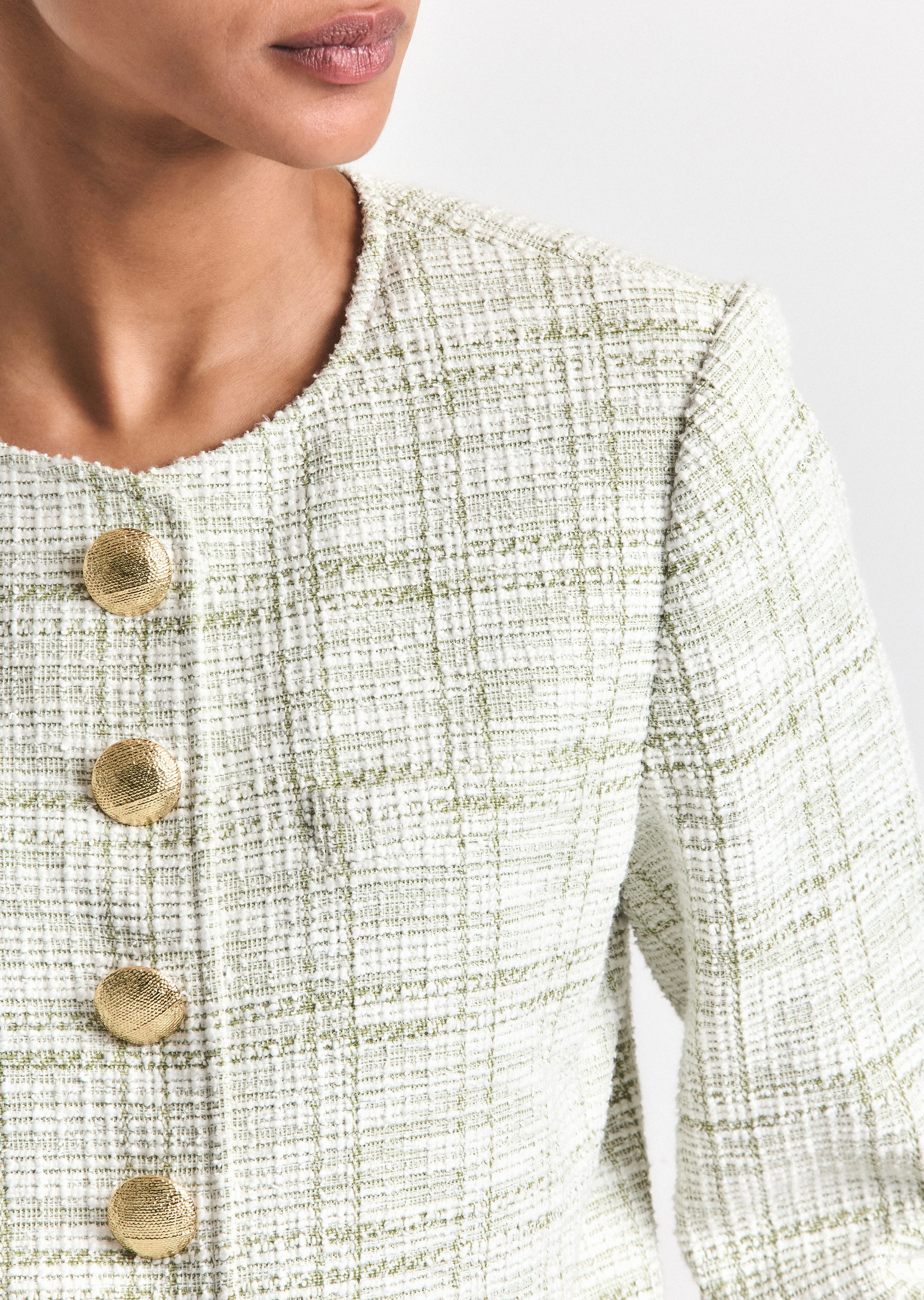 Juliette Tweed Jacket - Soft Sage-White sold by Derek Lam product image thumbnail 4