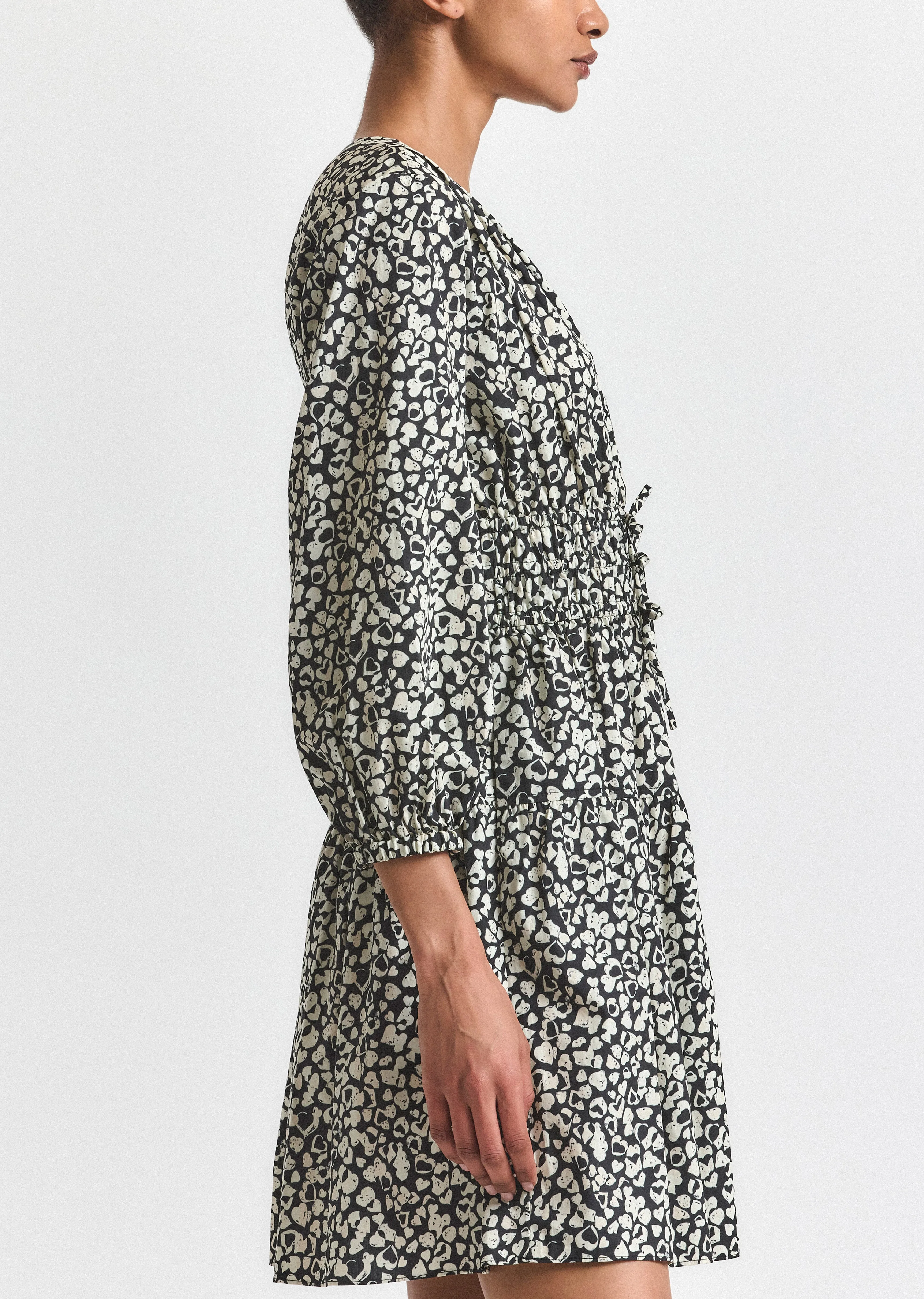 Emma V-Neck Dress - Black-White Hearts sold by Derek Lam product image thumbnail 4