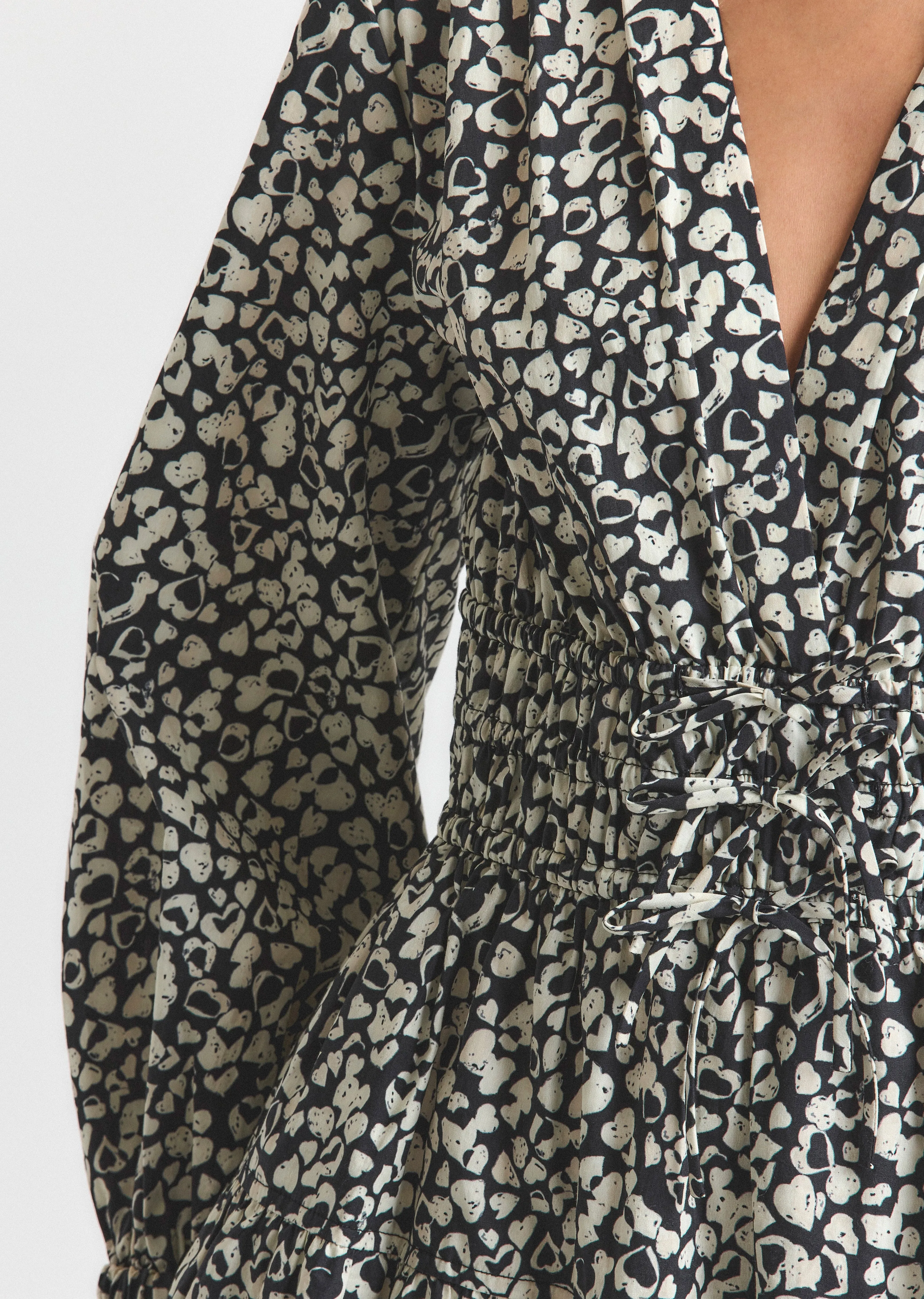 Emma V-Neck Dress - Black-White Hearts sold by Derek Lam product image thumbnail 3