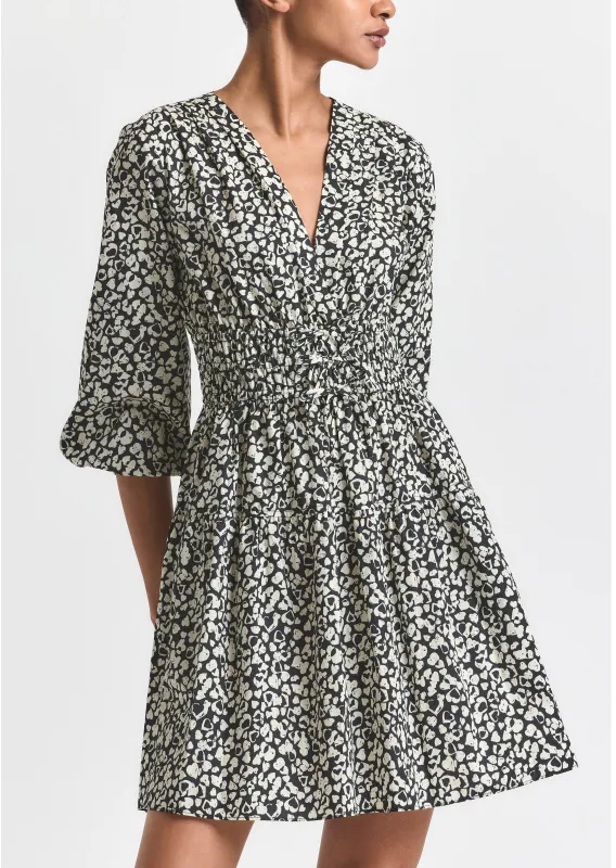 Emma V-Neck Dress - Black-White Hearts sold by Derek Lam