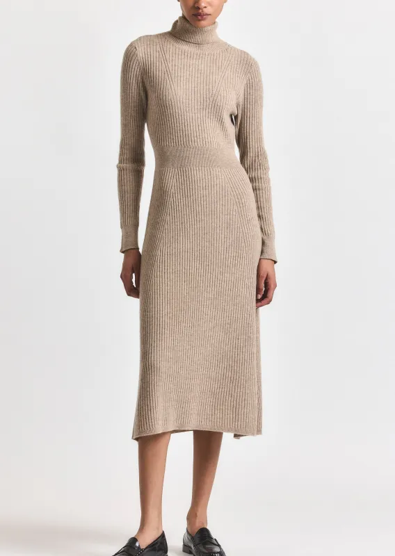 Diana Turtleneck Dress - Light Taupe Melange sold by Derek Lam