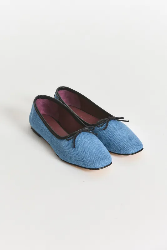 Jada Square Toe Ballet Flat - Ocean Denim sold by Derek Lam