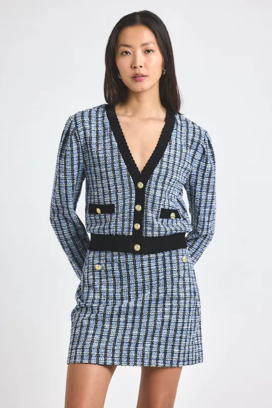 Alira Stretch Tweed Mini Skirt - Blue Multi sold by Derek Lam