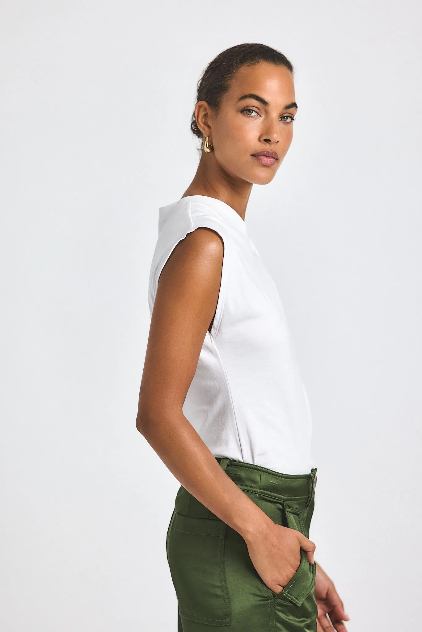 Nia Assymmetric Embellished Twist Tee - White sold by Derek Lam product image thumbnail 3