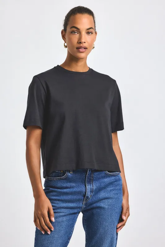 Miranda Cotton Jersey Boxy Tee - Black sold by Derek Lam
