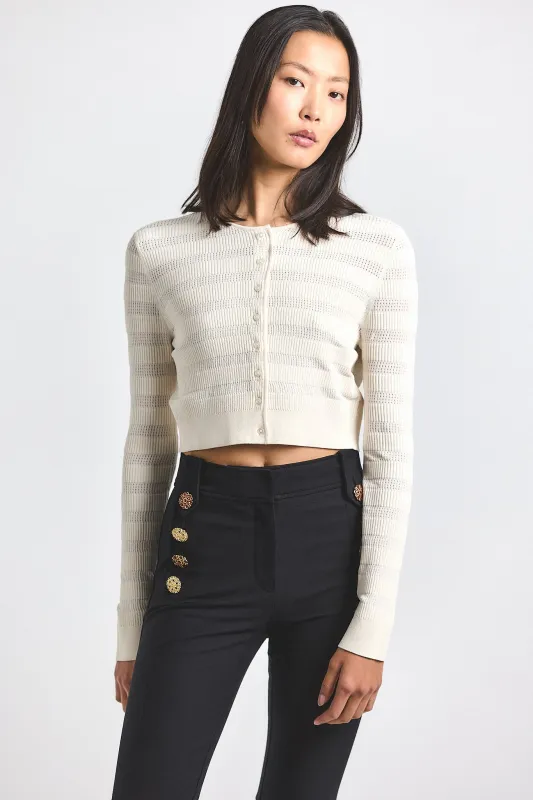 Cora Pointelle Knit Cardigan - Blanc de Blanc sold by Derek Lam