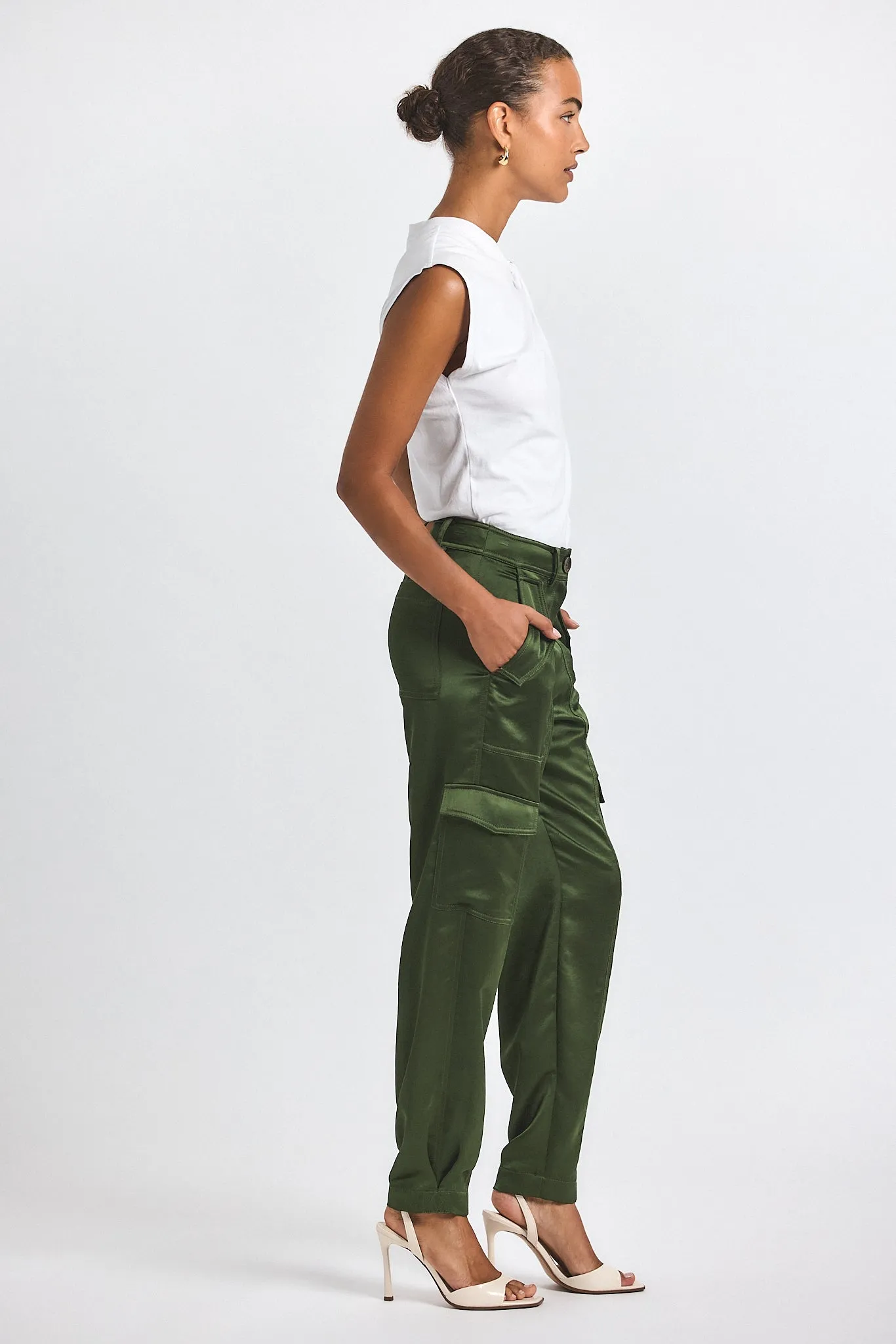 Elian Satin Cargo Pant - Fatigue sold by Derek Lam product image thumbnail 2