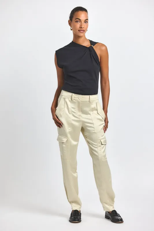 Elian Satin Cargo Pant - Ivory sold by Derek Lam