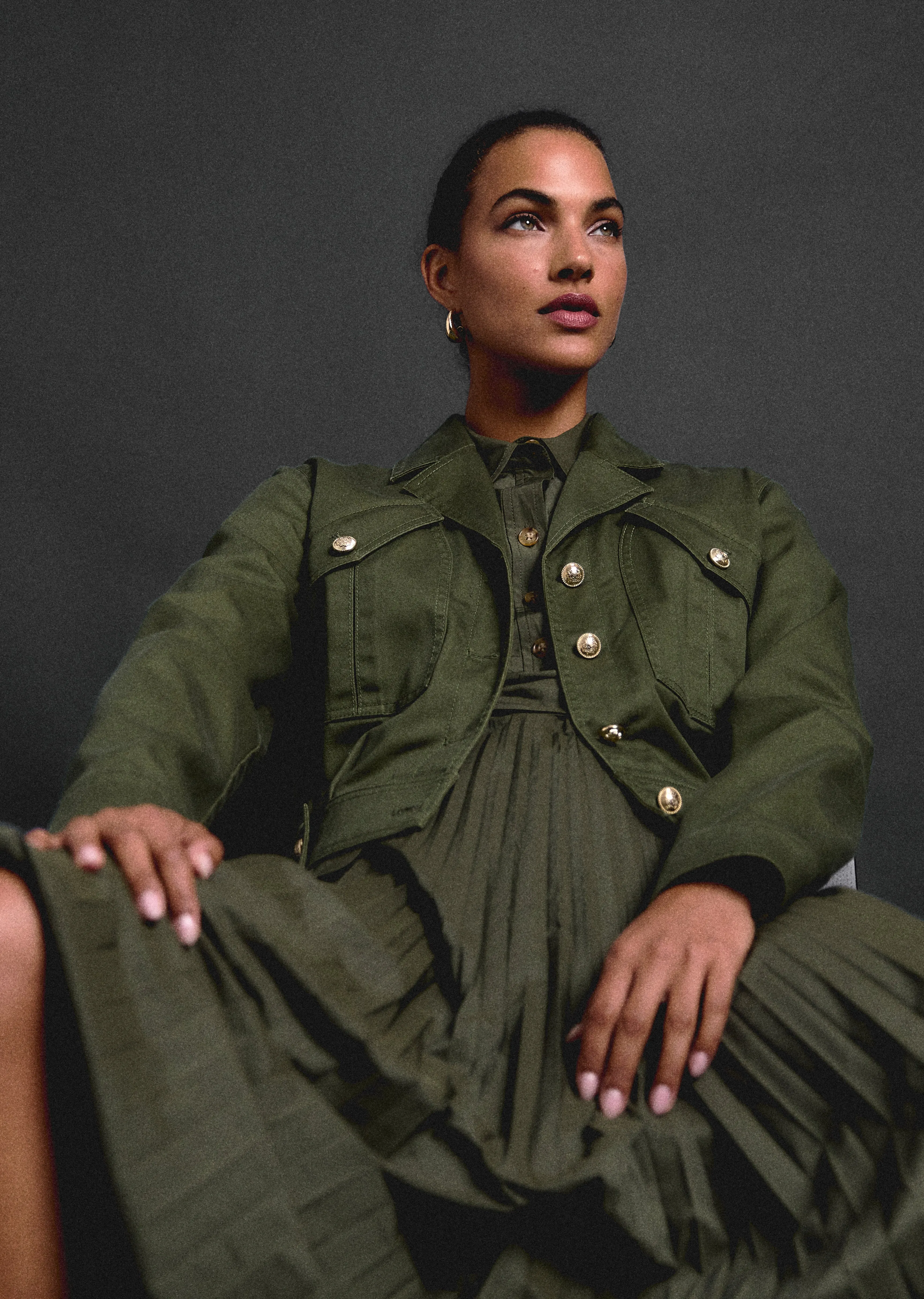 Celinora Cotton Drill Cropped Jacket - Fatigue sold by Derek Lam product image thumbnail 3