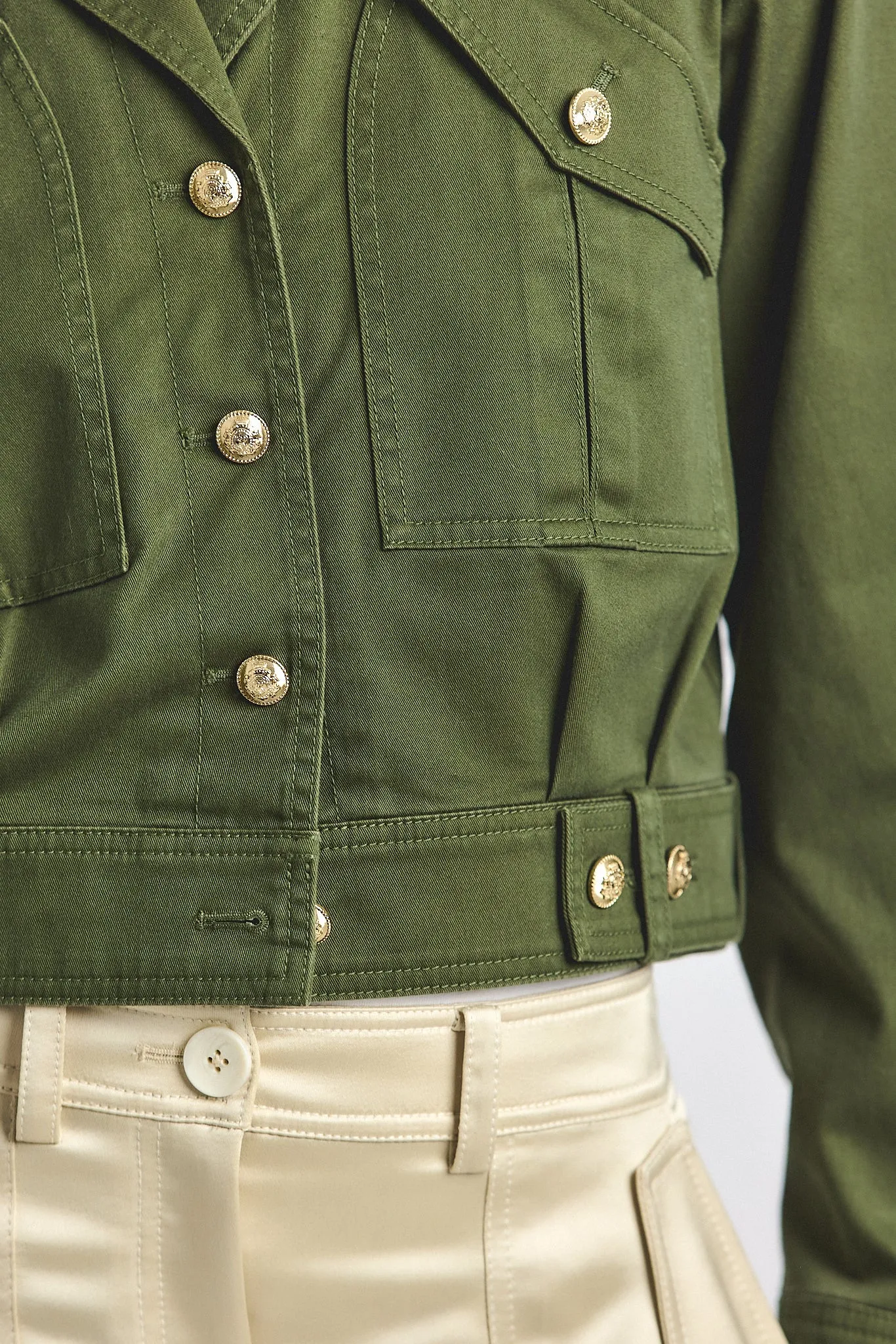 Celinora Cotton Drill Cropped Jacket - Fatigue sold by Derek Lam product image thumbnail 2